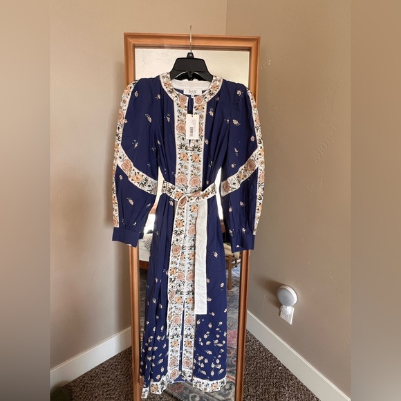 Exclusive Blue Elizabeth Print Longsleeve Caftan Dress Dress for Tuckernuck - Picture 2 of 5